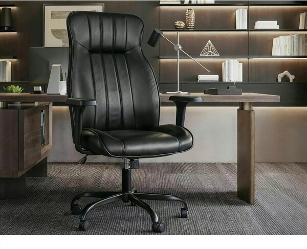 Scaun birou Q-093, negru, piele ecologică, 69x47x112 cm