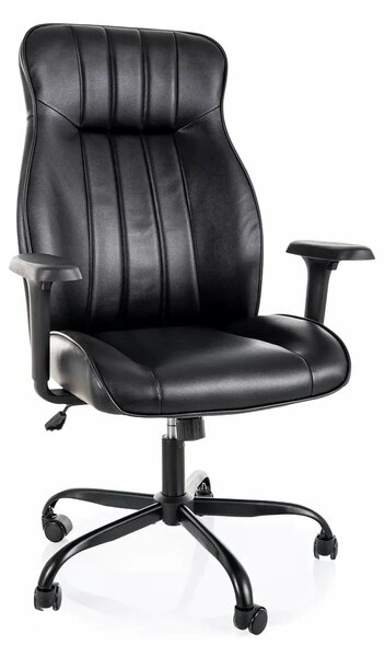 Scaun birou Q-093, negru, piele ecologică, 69x47x112 cm