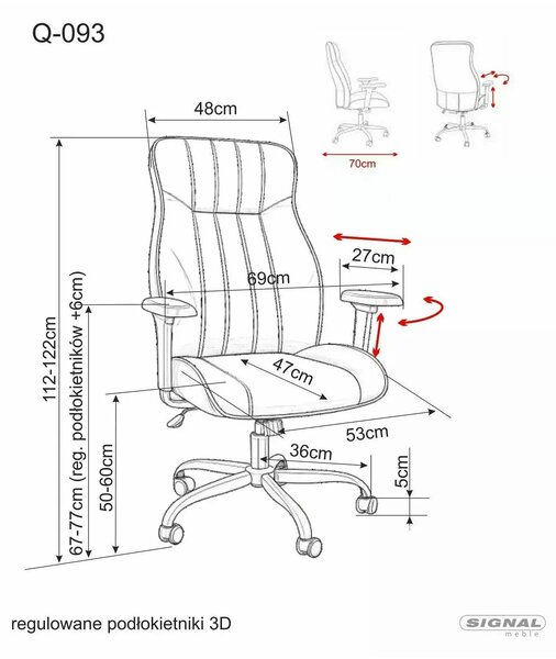 Scaun birou Q-093, negru, piele ecologică, 69x47x112 cm