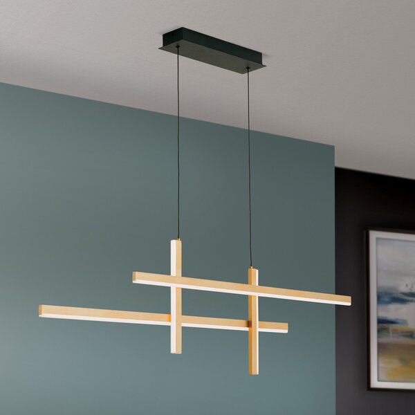 ORION Stargate lampă suspendată LED, negru-auriu, reglabil, Auriu / Alamă, Camera de zi / sufragerie, Metal, Modern