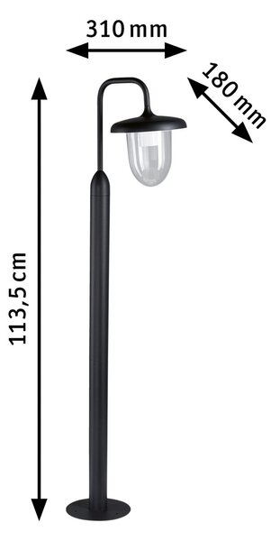 Paulmann Lumina de drum Vintario, reglabil, Negru, Metal