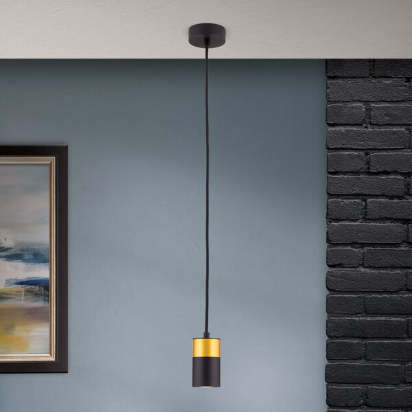 ORION Martini lampă suspendată negru/aurie, reglabil, Negru, Camera de zi / sufragerie, Metal, Modern