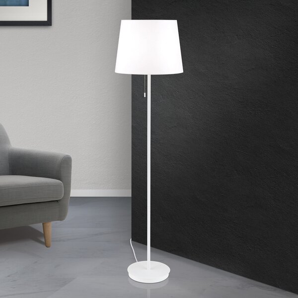 ORION Lampă de podea din material textil Ludwig, alb, Alb, Camera de zi / sufragerie, Metal, Modern