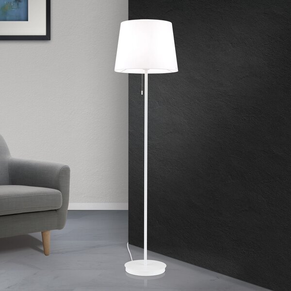 ORION Lampă de podea din material textil Ludwig, alb, Alb, Camera de zi / sufragerie, Metal, Modern