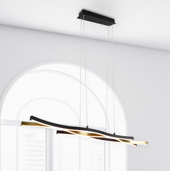 Trio Lighting Lampă suspendată Blaze LED, CCT, dimabilă, alamă, reglabil, Auriu / Alamă, Camera de zi / sufragerie, Metal, Modern