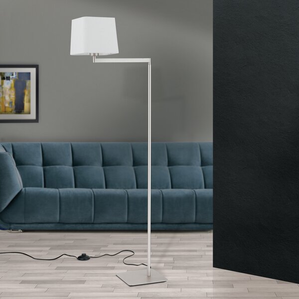 ORION Lampă de podea textilă Carlton, nichel mat, Metalic, Camera de zi / sufragerie, Metal, Modern