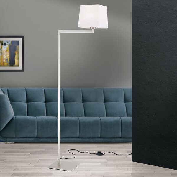 ORION Lampă de podea textilă Carlton, nichel mat, Metalic, Camera de zi / sufragerie, Metal, Modern