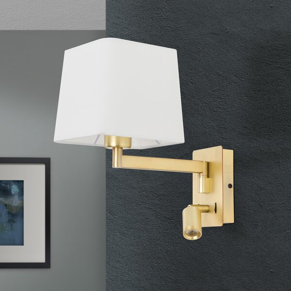 ORION Aplică textilă Carlton, alamă mată, Auriu / Alamă, Camera de zi / sufragerie, Metal, Modern