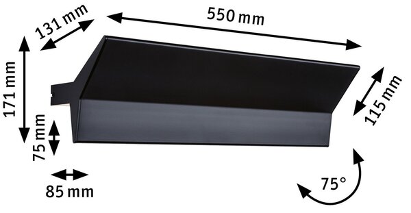 Paulmann Stine aplică LED, reglare 3 trepte, negru, reglabil, Negru, Camera de zi / sufragerie, Metal, Modern