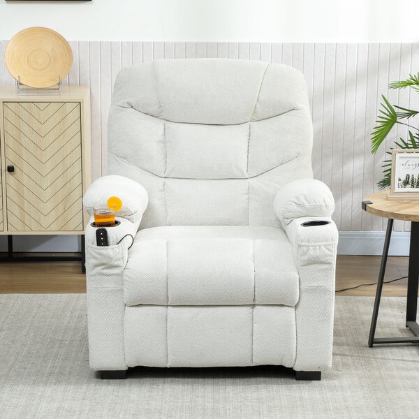 HOMCOM Fotoliu Relax Electric Reclinabil 150° cu Suport pentru Picioare, Funcție Memorie, Telecomandă, din Catifea, Crem | Aosom Romania