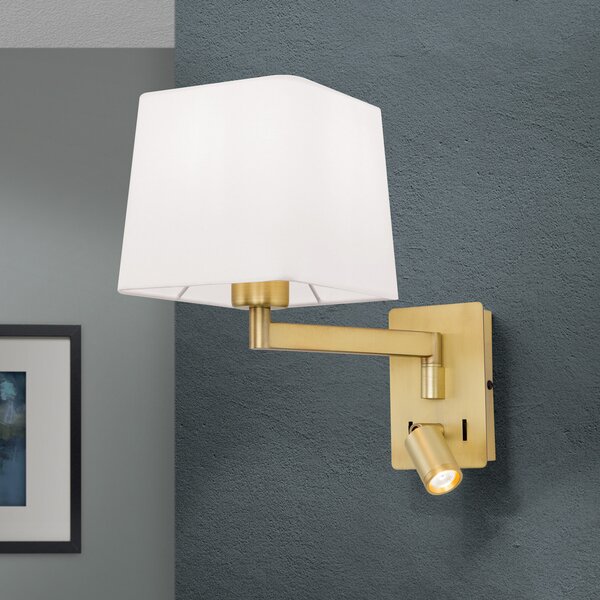 ORION Aplică textilă Carlton, alamă mată, Auriu / Alamă, Camera de zi / sufragerie, Metal, Modern