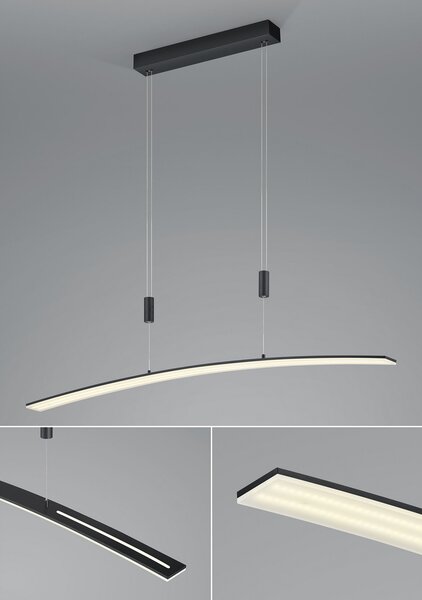 HELL Lampă suspendată cu LED Dual telecomandă CCT negru, reglabil, Negru, Camera de zi / sufragerie, Metal, Modern