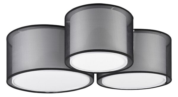 Trio Lighting Plafonieră Burton, 65x55cm, trei nuanțe, reglabil, Negru, Camera de zi / sufragerie, Țesătură / Textil
