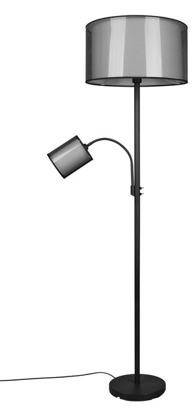 Trio Lighting Lampă de podea Burton cu lumină lectură, Negru, Camera de zi / sufragerie, Metal, Umbrelă în picioare