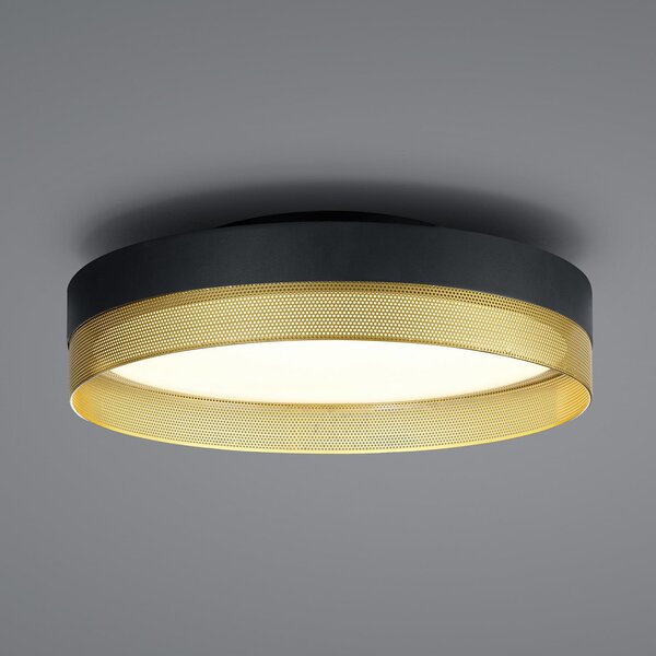 HELL Plafonieră cu LED plasă, Ø 45 cm, negru/auriu, reglabil, Negru, Camera de zi / sufragerie, Metal, Modern