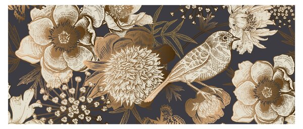 Tablou - Flori aurii pe fundal întunecat (120x50 cm)