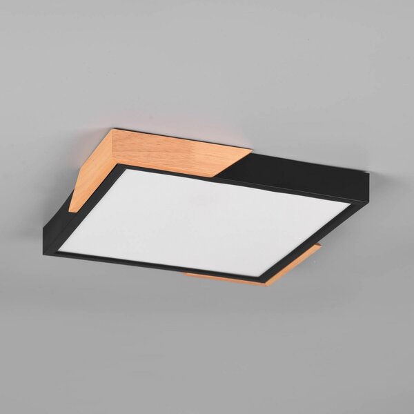 Reality Leuchten Meta plafonieră LED, 31.5x31.5cm, 3.000K, neagră, reglabil, Negru, Camera de zi / sufragerie, Plastic, Modern