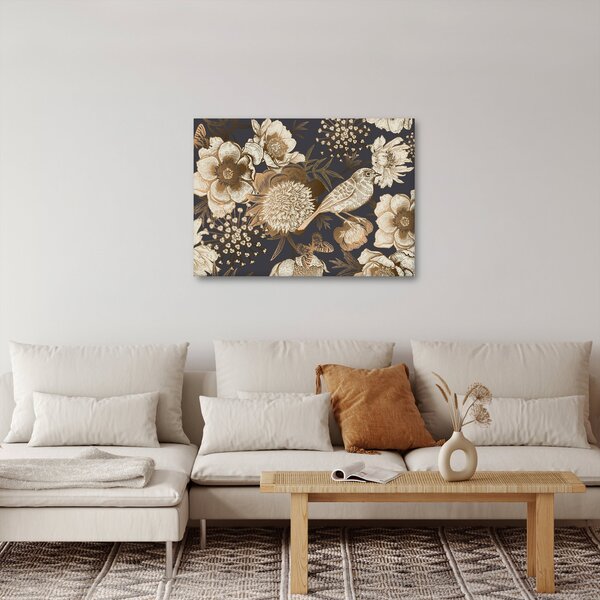 Tablou - Flori aurii pe fundal întunecat (70x50 cm)