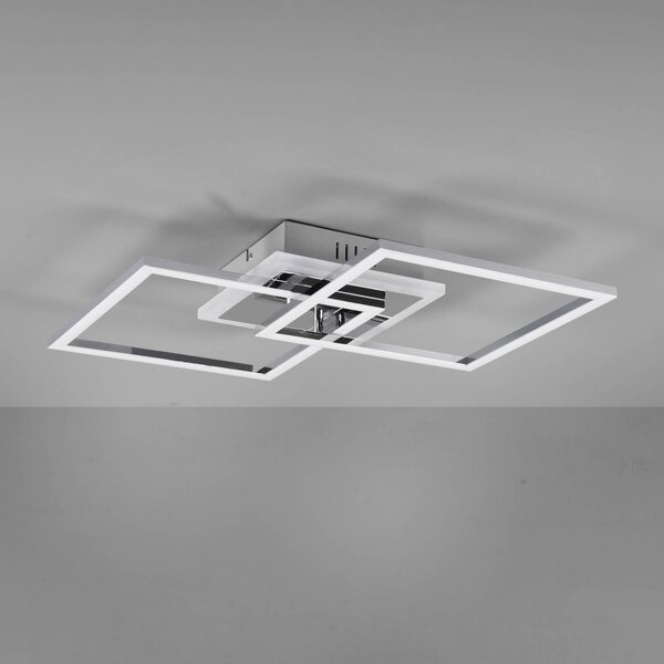 Reality Leuchten Plafonieră LED Venida, pătrată, crom, reglabil, Metalic, Camera de zi / sufragerie, Metal, Modern, Plafon cu flacără multiplă