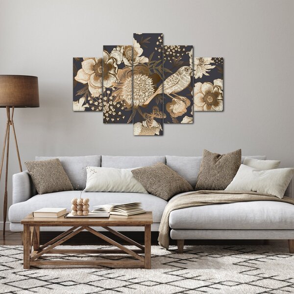 Tablou - Flori aurii pe fundal întunecat (150x105 cm)