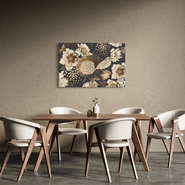 Tablou - Flori aurii pe fundal întunecat (90x60 cm)