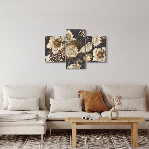 Tablou - Flori aurii pe fundal întunecat (90x60 cm)