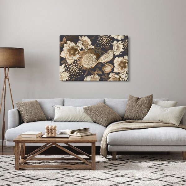 Tablou - Flori aurii pe fundal întunecat (90x60 cm)