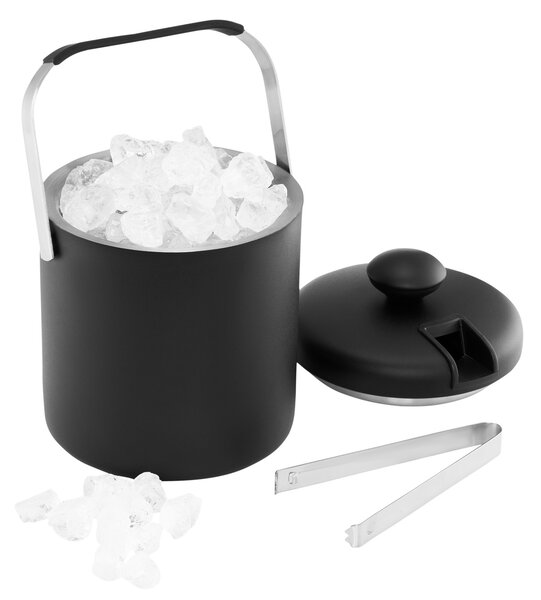 Galeata gheata cu capac, maner si cleste 1.3L, negru, Ice
