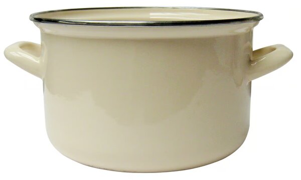 Oala emailata 14cm, 1.25L, crem, Emalia Olkusz