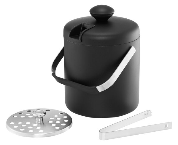 Galeata gheata cu capac, maner si cleste 1.3L, negru, Ice