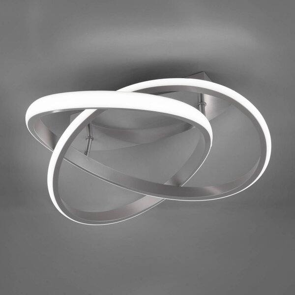 Reality Leuchten Plafonieră cu LED Course, nichel mat, 4.000K, Ø 45 cm, reglabil, Gri, Studiu / Birou, Metal, Modern, Pandantiv cu flacără multiplă