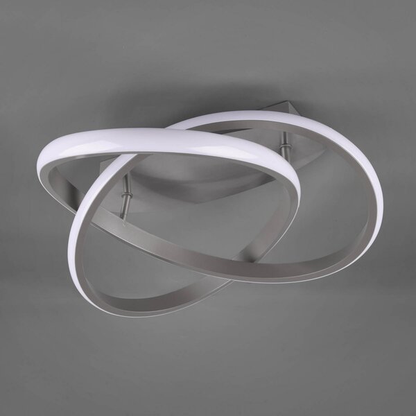 Reality Leuchten Plafonieră cu LED Course, nichel mat, 4.000K, Ø 45 cm, reglabil, Gri, Studiu / Birou, Metal, Modern, Pandantiv cu flacără multiplă