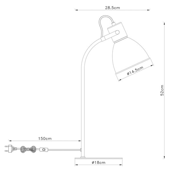 Brilliant Lampă de masă Erena, cu cap pivotant, roșu, Roșu, Camera de zi / sufragerie, Metal, Modern, Birou de masă