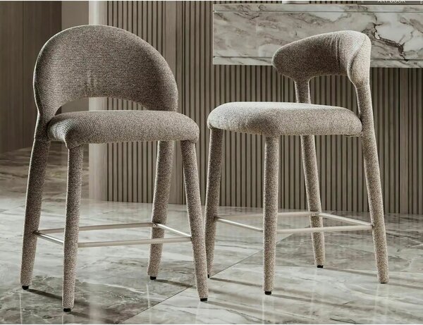 Scaun bar CAVA H-2, bej, stofă/metal, 51x45x88 cm
