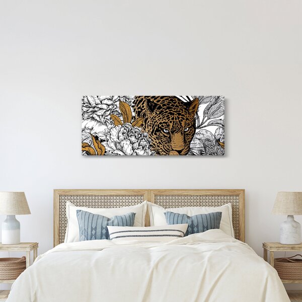 Tablou - Leopard între flori (120x50 cm)
