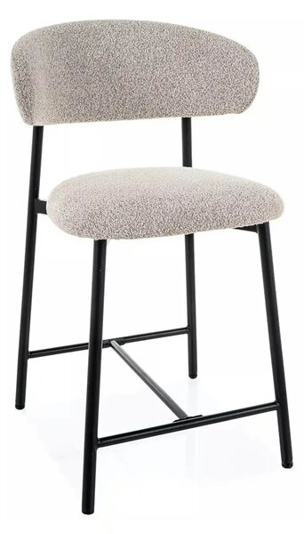 Scaun bar ELTON H-2, bej/negru, stofă/metal, 43x45x91 cm