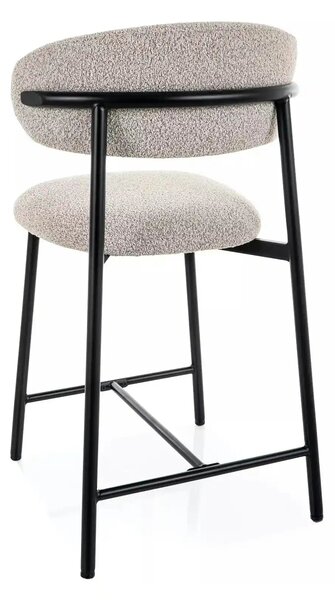 Scaun bar ELTON H-2, bej/negru, stofă/metal, 43x45x91 cm
