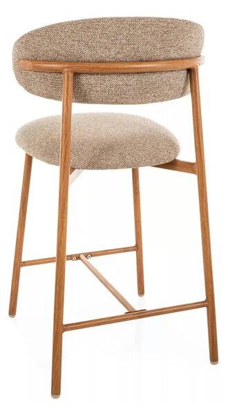 Scaun bar ELTON H-2, bej/stejar, stofă/metal, 43x45x91 cm