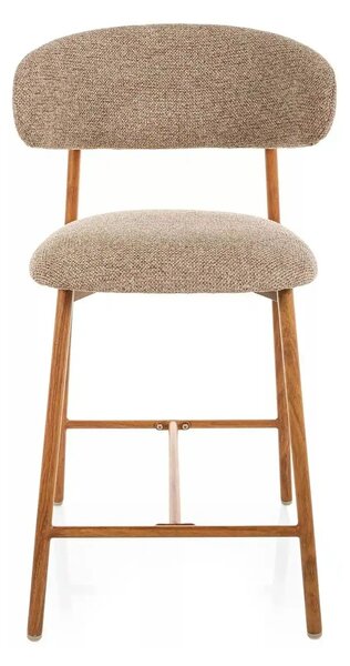 Scaun bar ELTON H-2, bej/stejar, stofă/metal, 43x45x91 cm