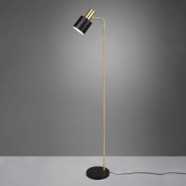 Reality Leuchten Adam lampadar, o sursă, negru/auriu, Negru, Camera de zi / sufragerie, Metal, Proiector suspendat