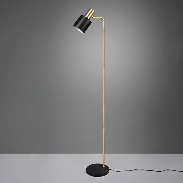 Reality Leuchten Adam lampadar, o sursă, negru/auriu, Negru, Camera de zi / sufragerie, Metal, Proiector suspendat