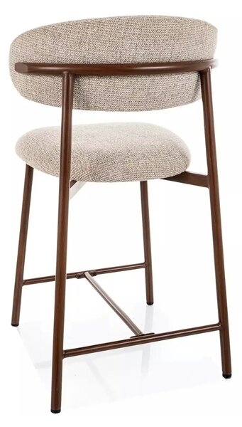 Scaun bar ELTON H-2, bej/nuc, stofă/metal, 43x45x91 cm