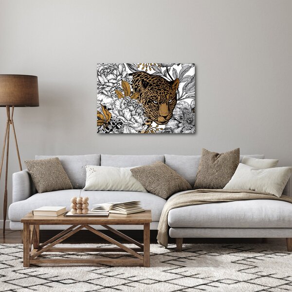 Tablou - Leopard între flori (70x50 cm)