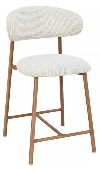 Scaun bar ELTON H-2, bej deschis/stejar, stofă/metal, 43x45x91 cm