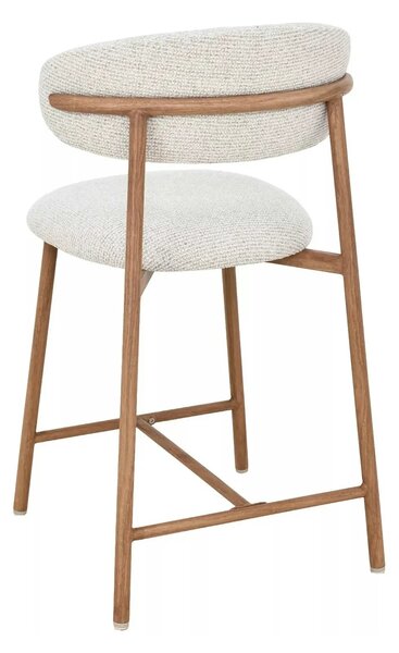 Scaun bar ELTON H-2, bej deschis/stejar, stofă/metal, 43x45x91 cm