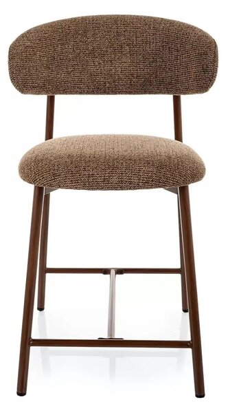 Scaun bar ELTON H-2, cappuccino/nuc, stofă/metal, 43x45x91 cm