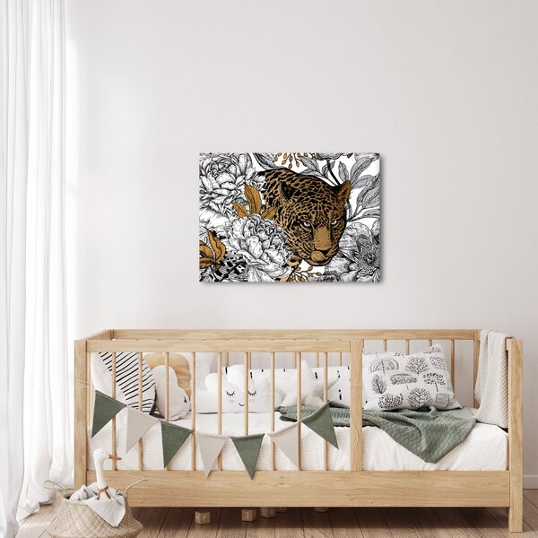 Tablou - Leopard între flori (70x50 cm)