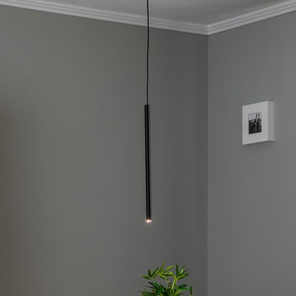 EMIBIG LIGHTING Lampă suspendată Sid, 1 bec, negru, reglabil, Negru, Camera de zi / sufragerie, Metal, Modern