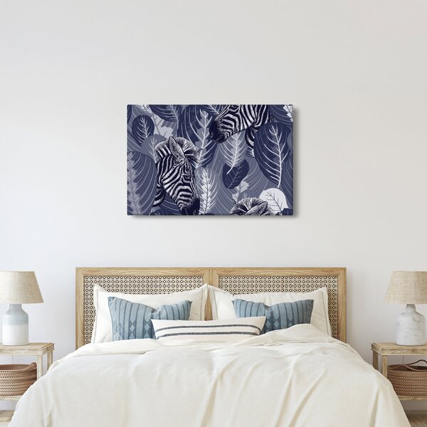 Tablou - Zebre între frunze (90x60 cm)