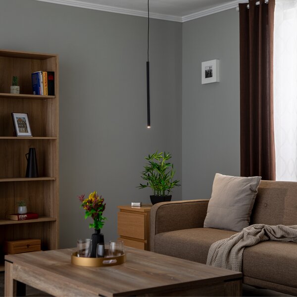 EMIBIG LIGHTING Lampă suspendată Sid, 1 bec, negru, reglabil, Negru, Camera de zi / sufragerie, Metal, Modern